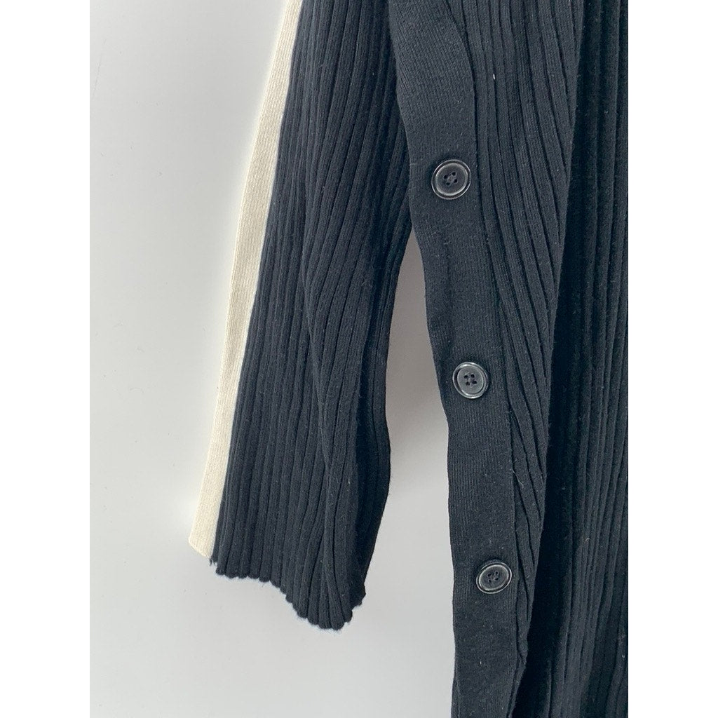 FUTURE COLLECTIVE KHALANA BARFIELD BROWN Women's Black-Cream Ribbed Dress SZ L