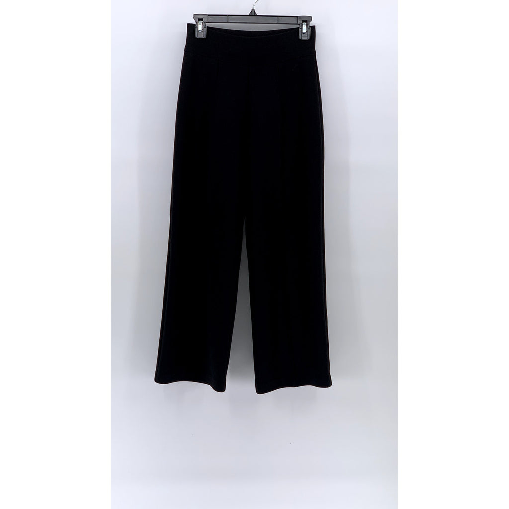 MEYOUR Women's Black Solid Stripe Wide-Leg Pull-On Pants SZ S