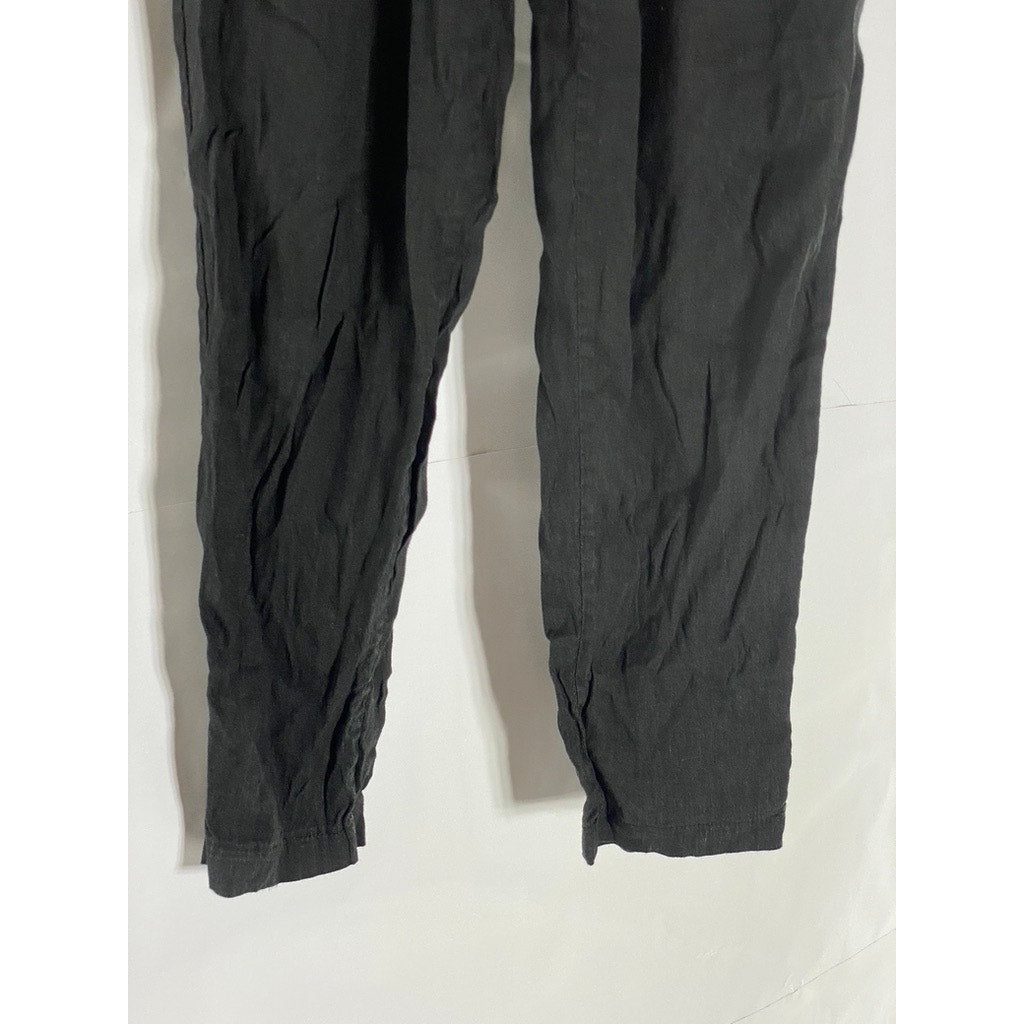 PINKYOTTO Women’s Black Solid Ruffle Waist Pull-On Jogger Pant SZ S