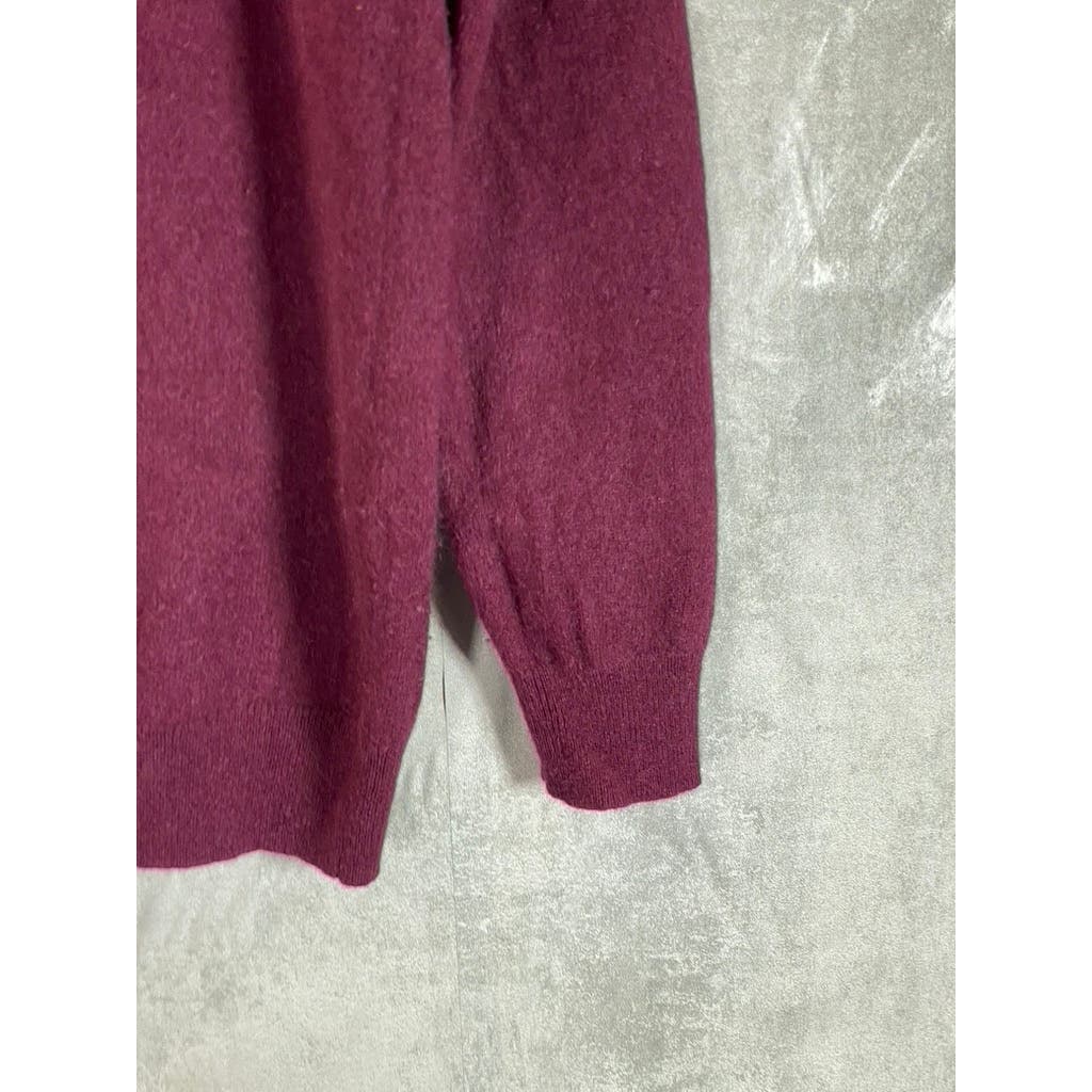 C BY BLOOMINGDALES Women's Burgundy Cashmere V-Neck Pullover Sweater SZ 2XL