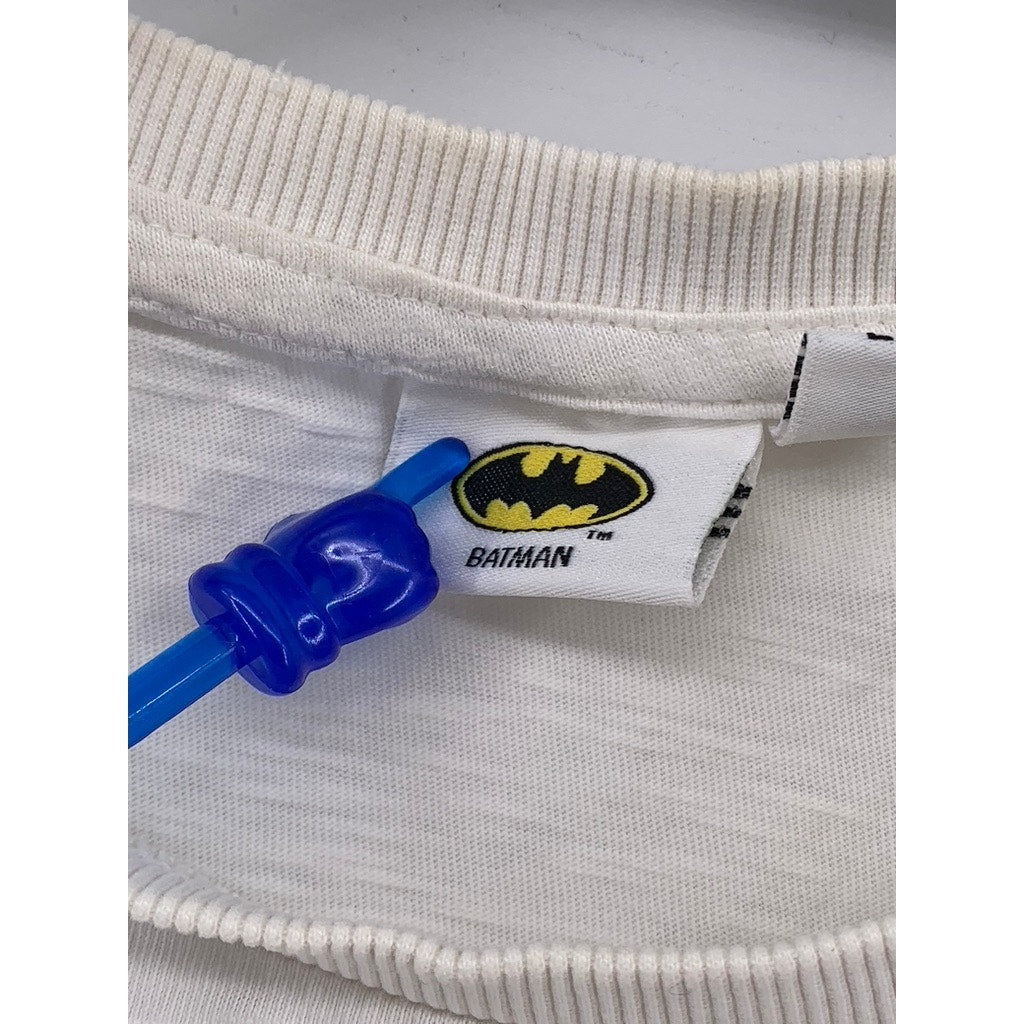 UNBRANDED Men's White Batman Logo Crewneck Short Sleeve T-Shirt SZ L