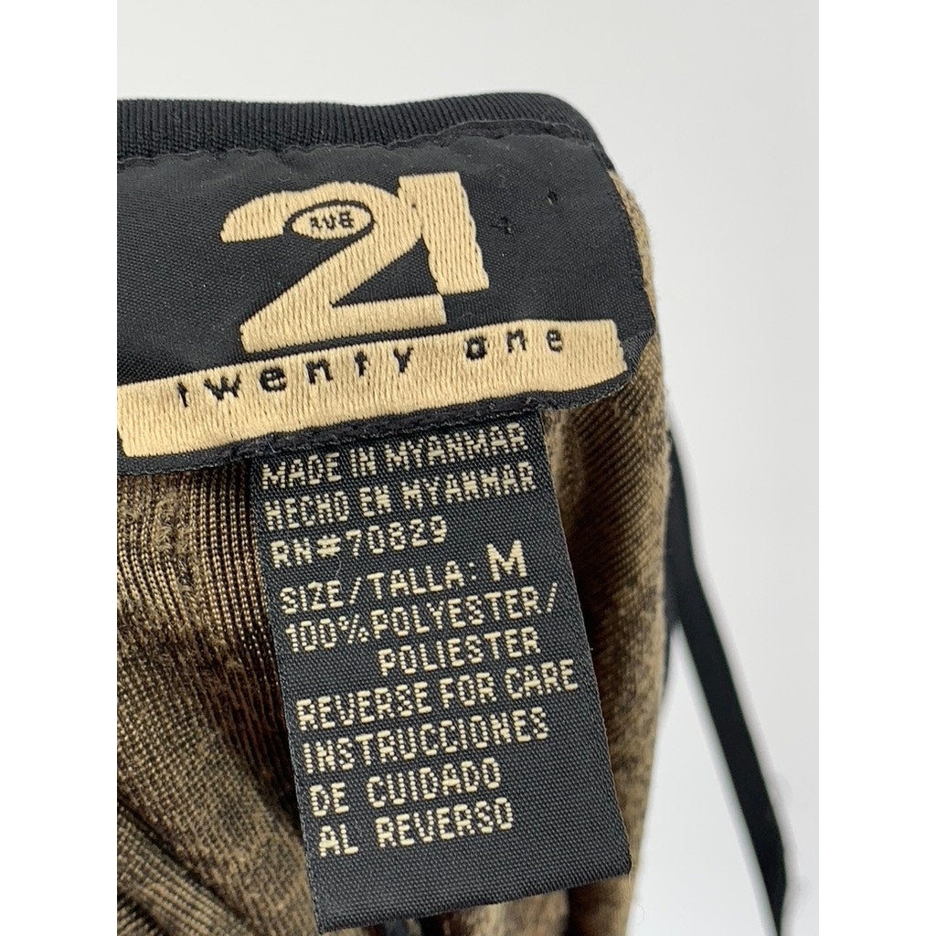 21 TWENTY ONE Women's Brown Velour Floral Scoop-Neck A-Line Mini Dress SZ M