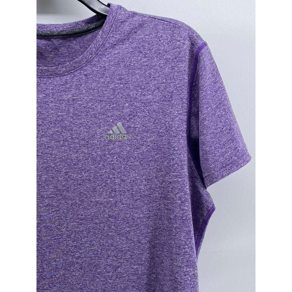 ADIDAS Women's Purple Heather Crewneck Short Sleeve Top SZ L