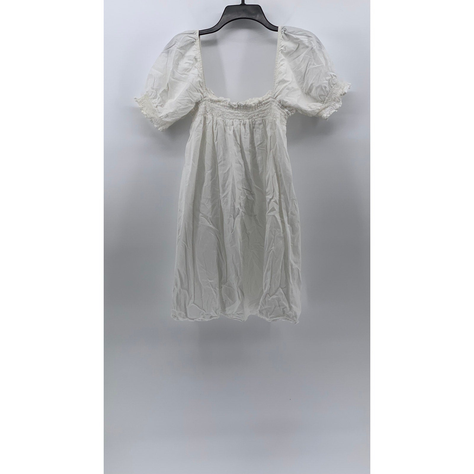 URBAN OUTFITTERS Women's White Fit & Flare Puff Straight-Neck Knee Dress SZ S