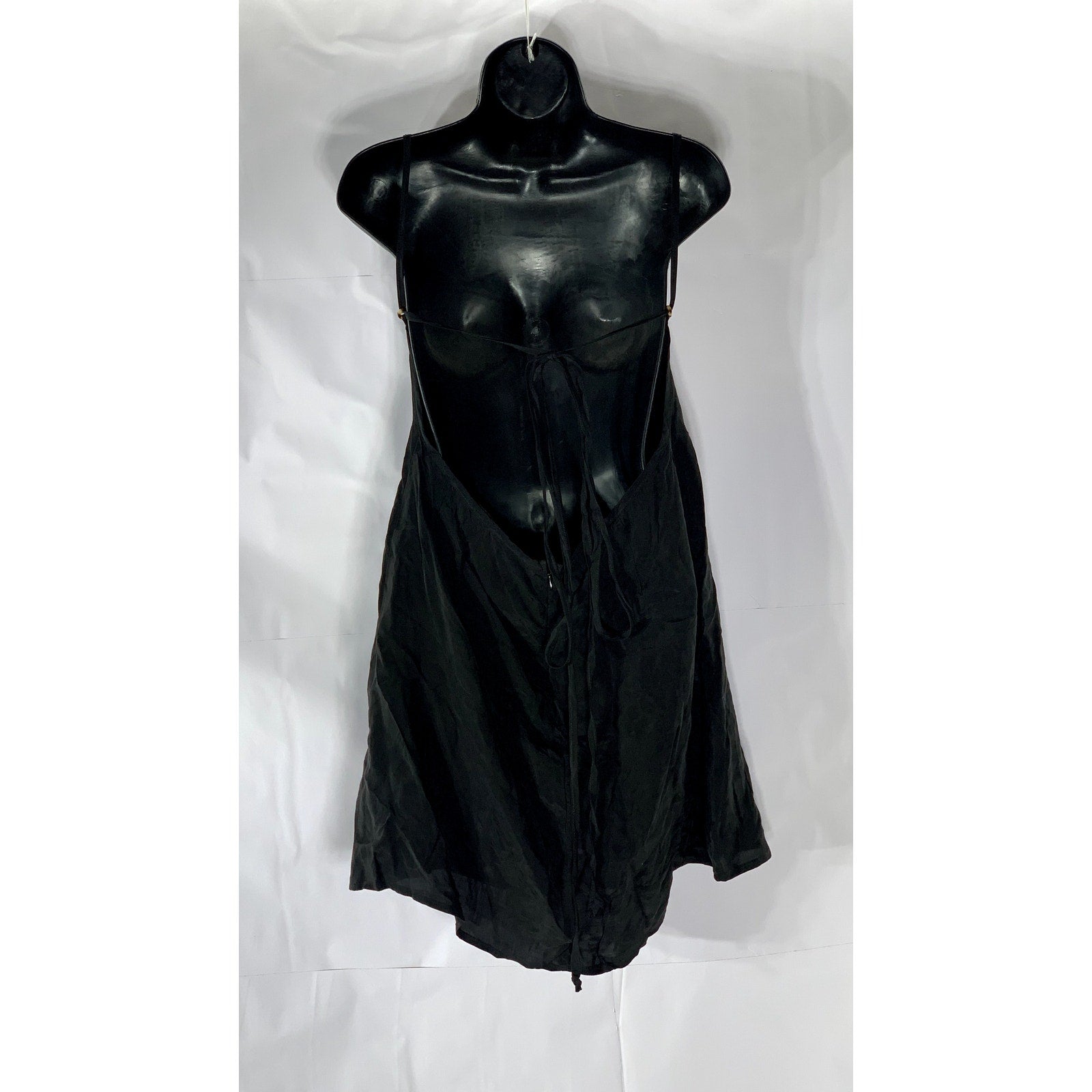 UNBRANDED Women’s Black Cowl-Neck Adjustable Straps Open-Back Mini Dress SZ M