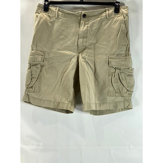 LANDS' END Men's Tan Traditional-Fit Cargo Stretch Cotton Shorts SZ 38
