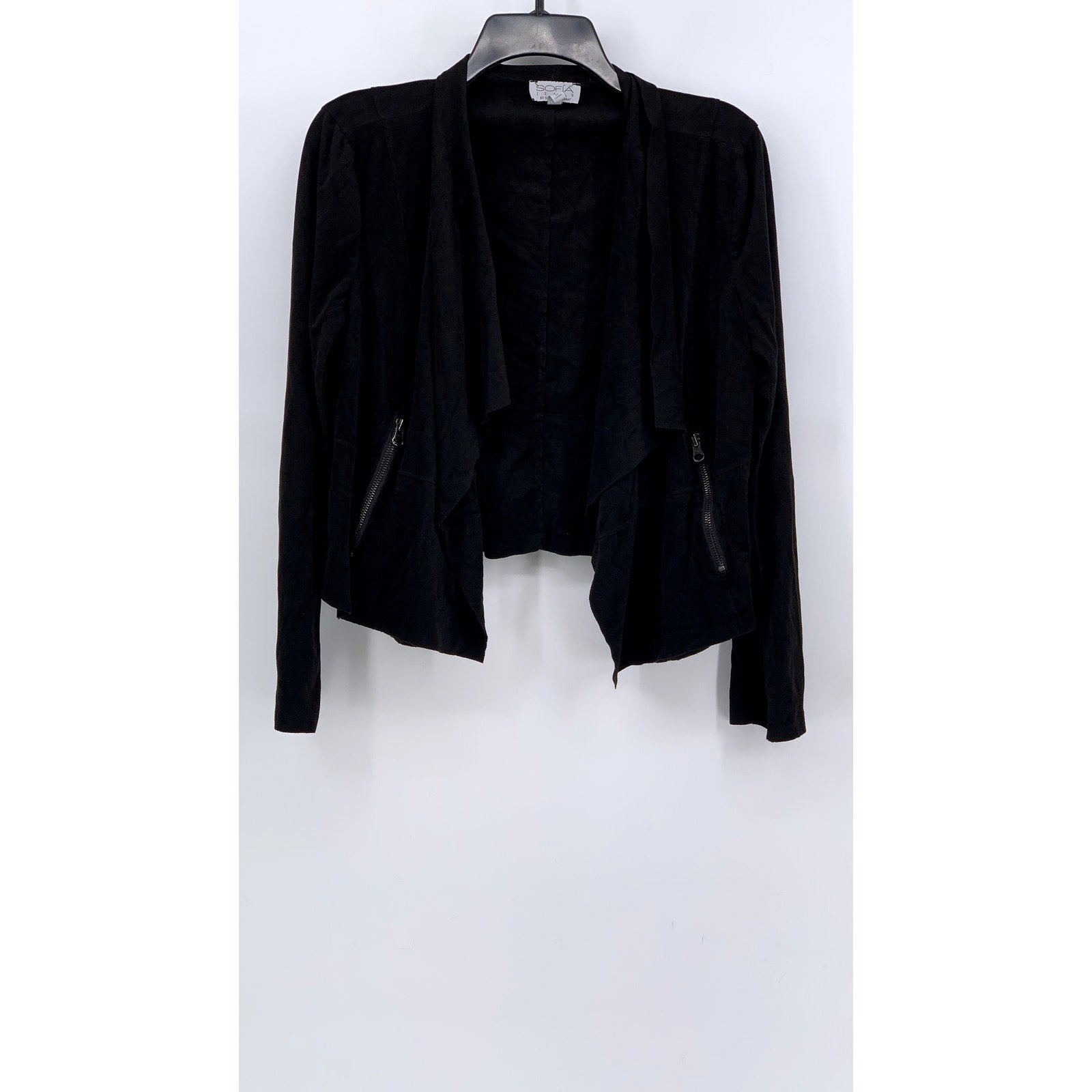 SOFIA JEANS BY SOFIA VERGARA Women's Black Drapey Moto Jacket SZ S