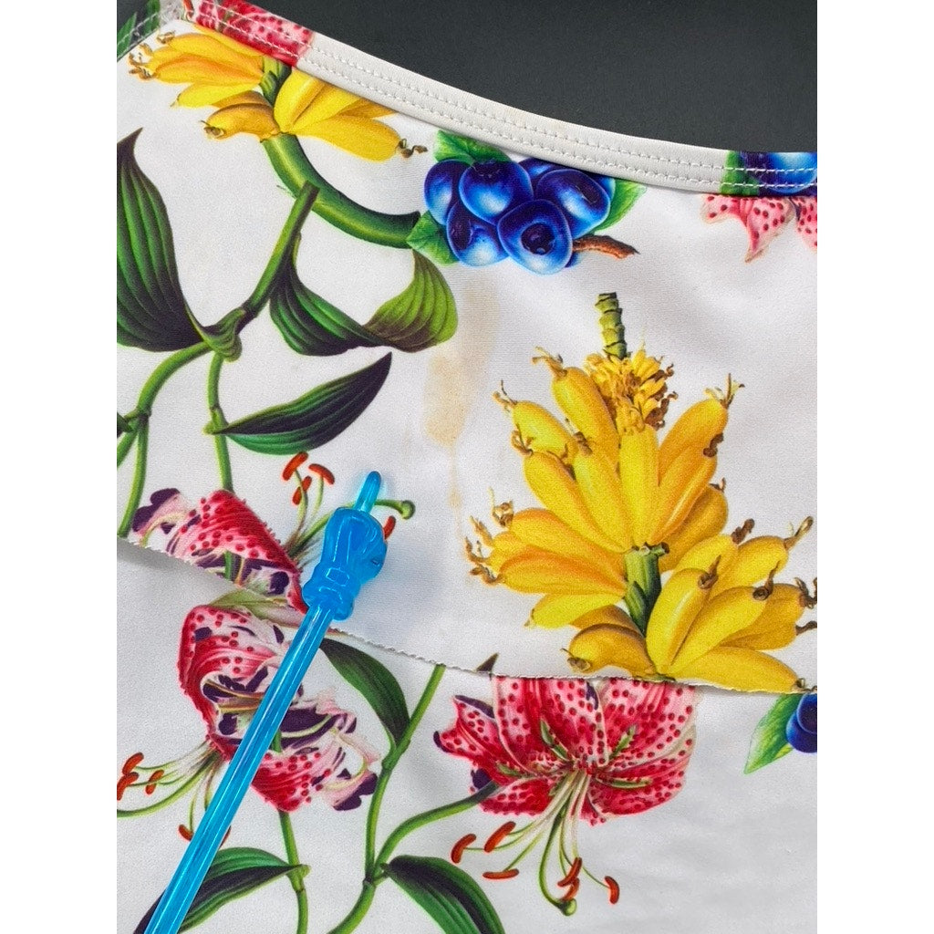 UNBRANDED Women's White Floral Bathing Suit Top Size XL
