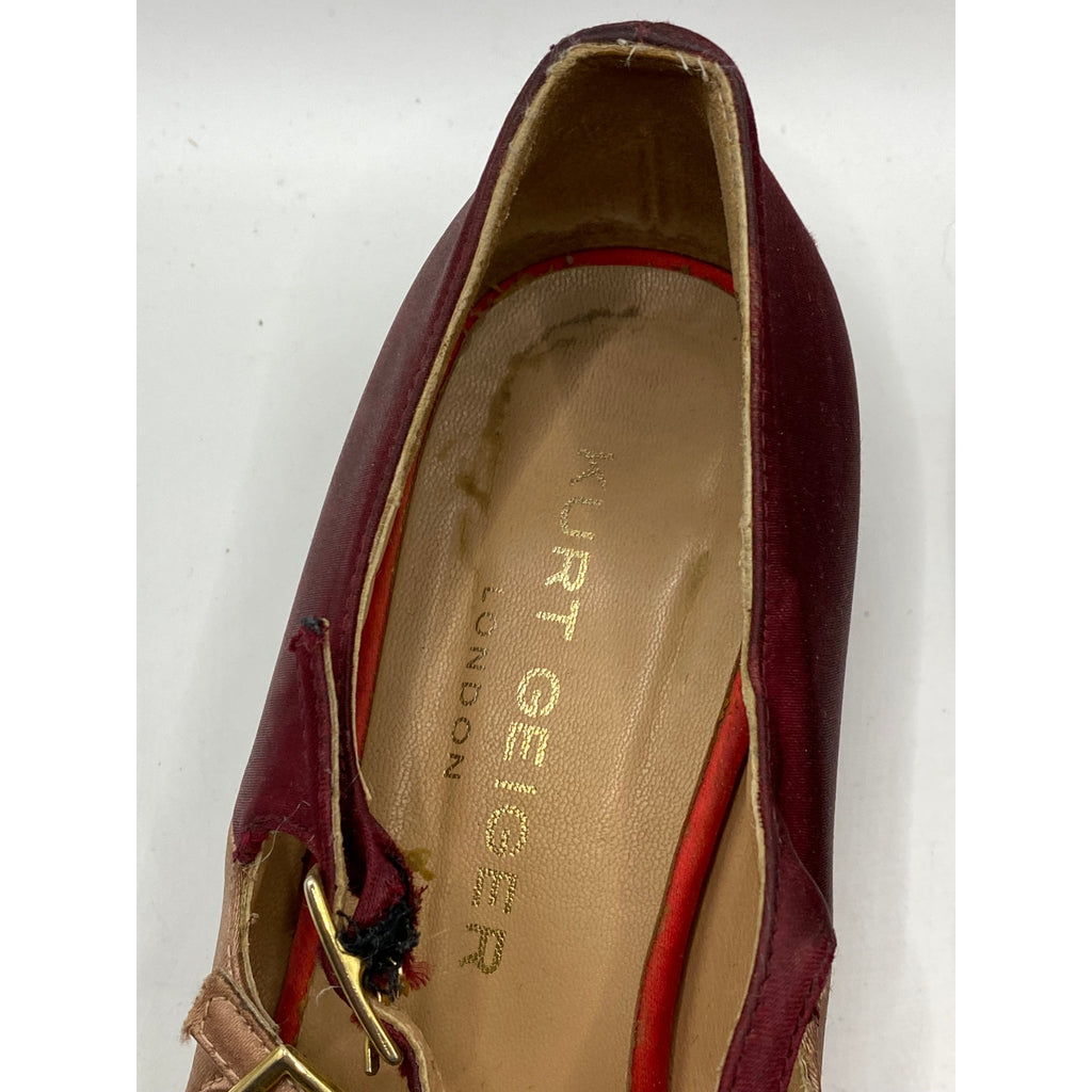 KURT GEIGER Women's Red Satin Pointed-Toe Strappy Wedge Mary Jane Shoes SZ 7