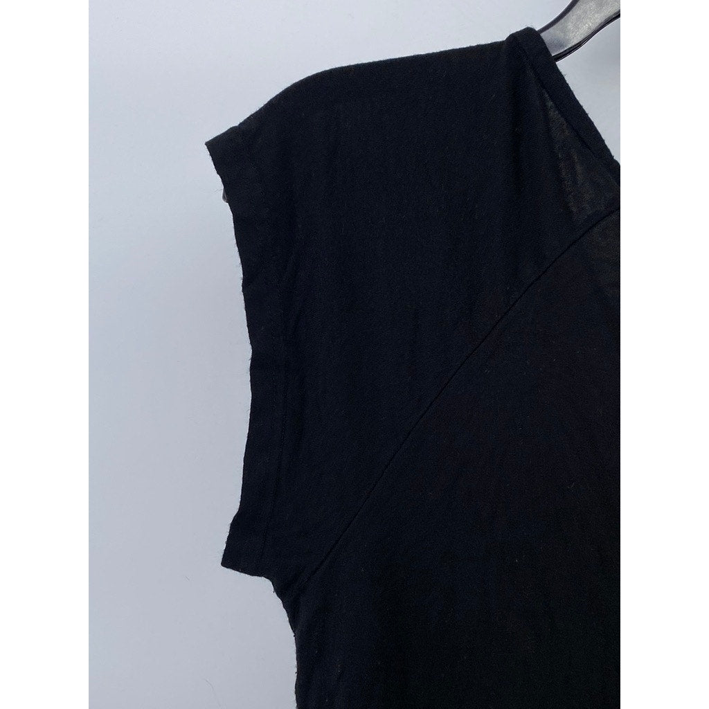 DEX Women’s Black Lace-Up Crewneck Short Sleeve Top SZ S