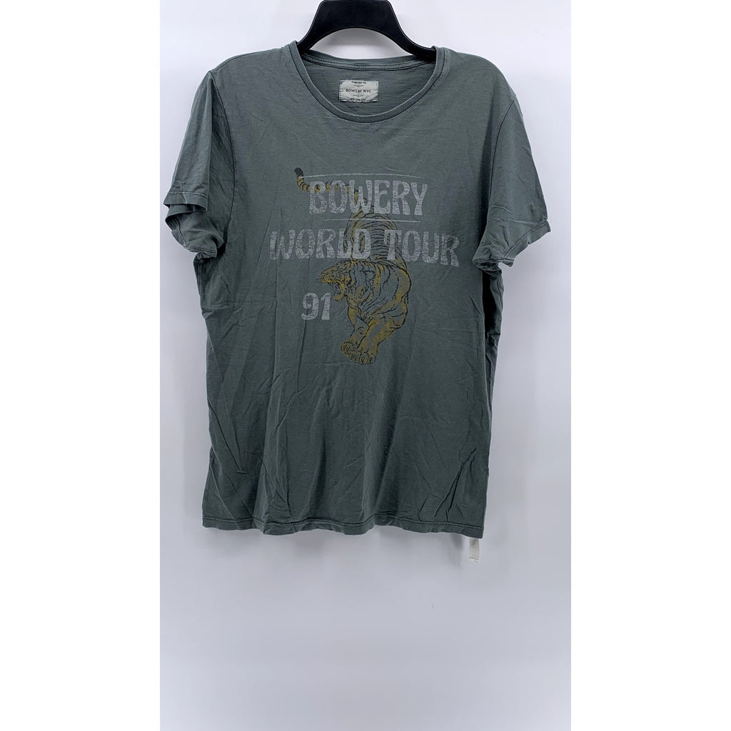 BOWERY NYC Men's Green Crewneck World Tour 91' Graphic Short Sleeve T-Shirt SZ M
