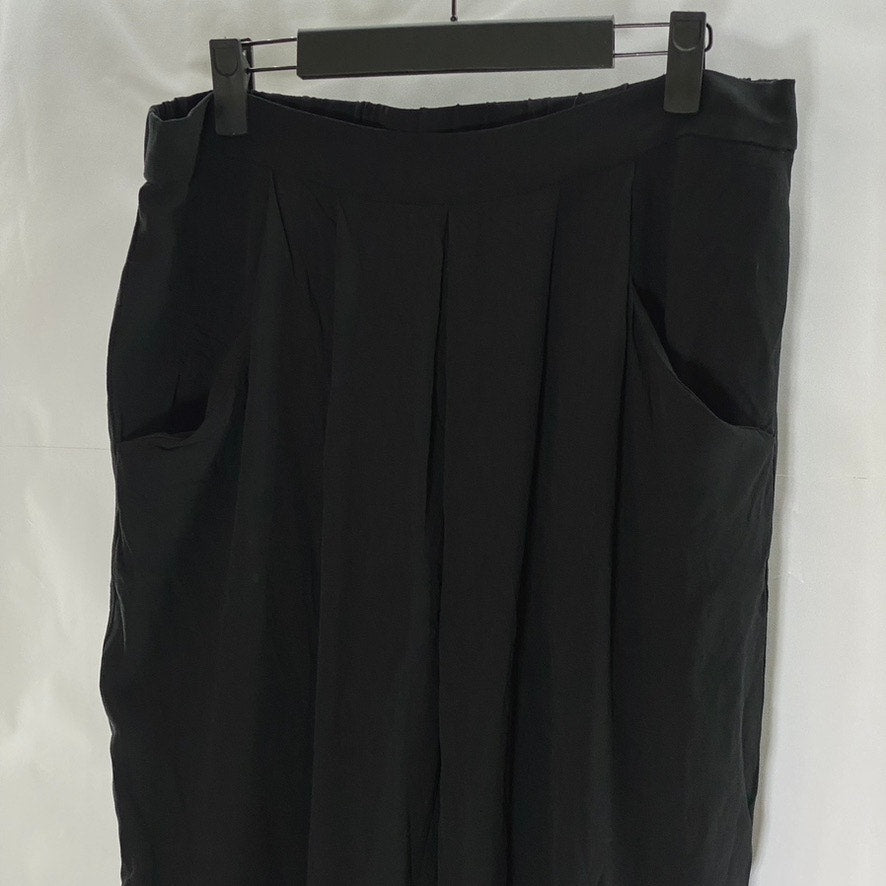 EILEEN FISHER Women's Black Solid Silk Pleated Pull-On Ankle Pant SZ S