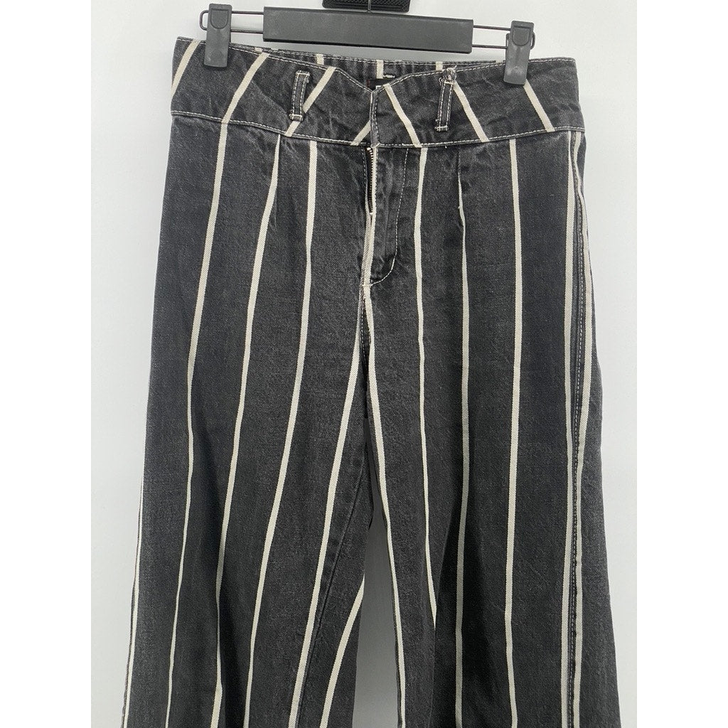 BDG By URBAN OUTFITTERS Women's Black-White Striped Denim Wide Leg Jeans SZ 26