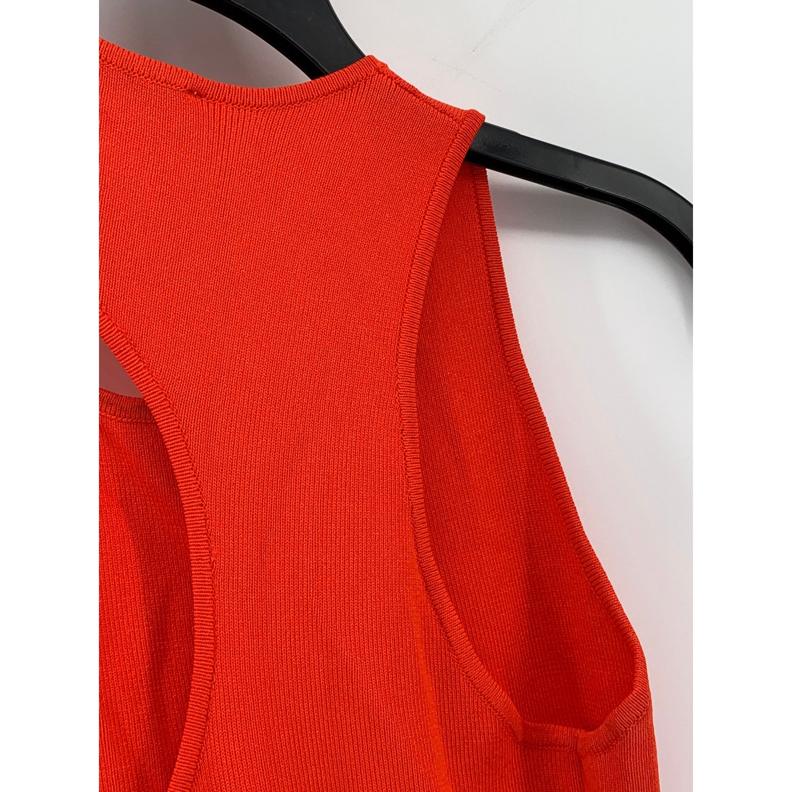 ZARA Women's Red Ribbed Crewneck Cutout Back Sleeveless Bodycon Maxi Dress SZ M