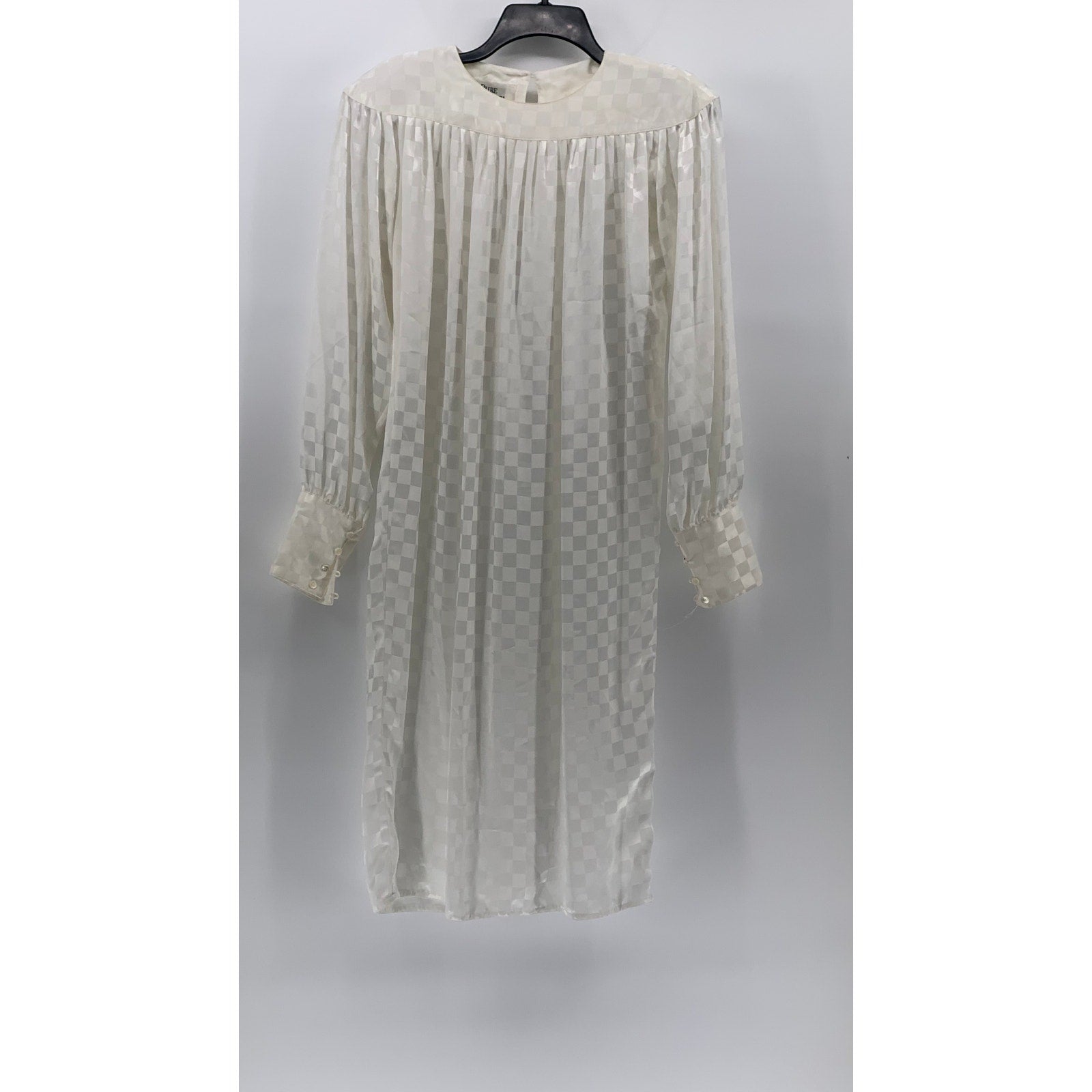 PURE ARGENTI Women's Vintage White Checkered Long Sleeve Midi Dress SZ 8