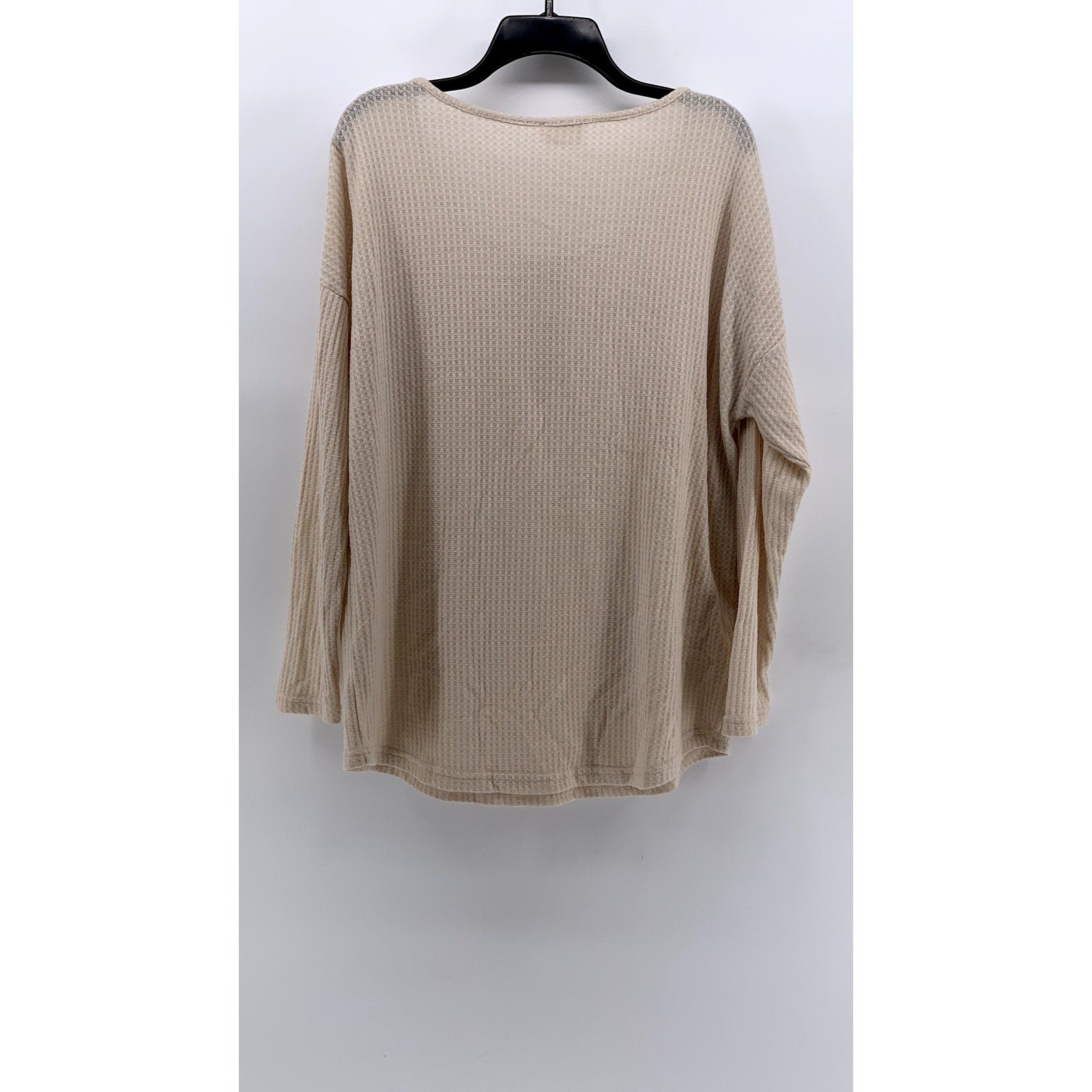 NINEXIS Women's Beige Textured Scoop-Neck Long Sleeve Top SZ L
