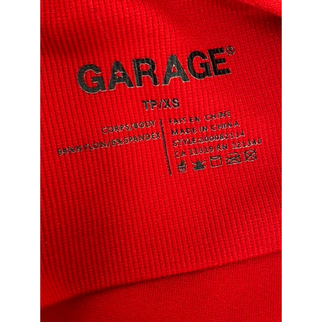 GARAGE Women's Red Ribbed Scoop-Neck Spaghetti Strap Cropped Tank Top SZ XS