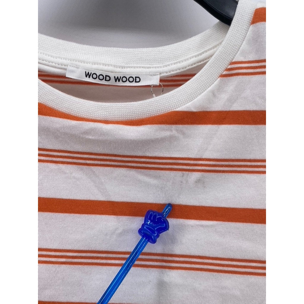 WOOD WOOD Women's White-Orange Crewneck Lydia Striped Sleeveless Top SZ XS