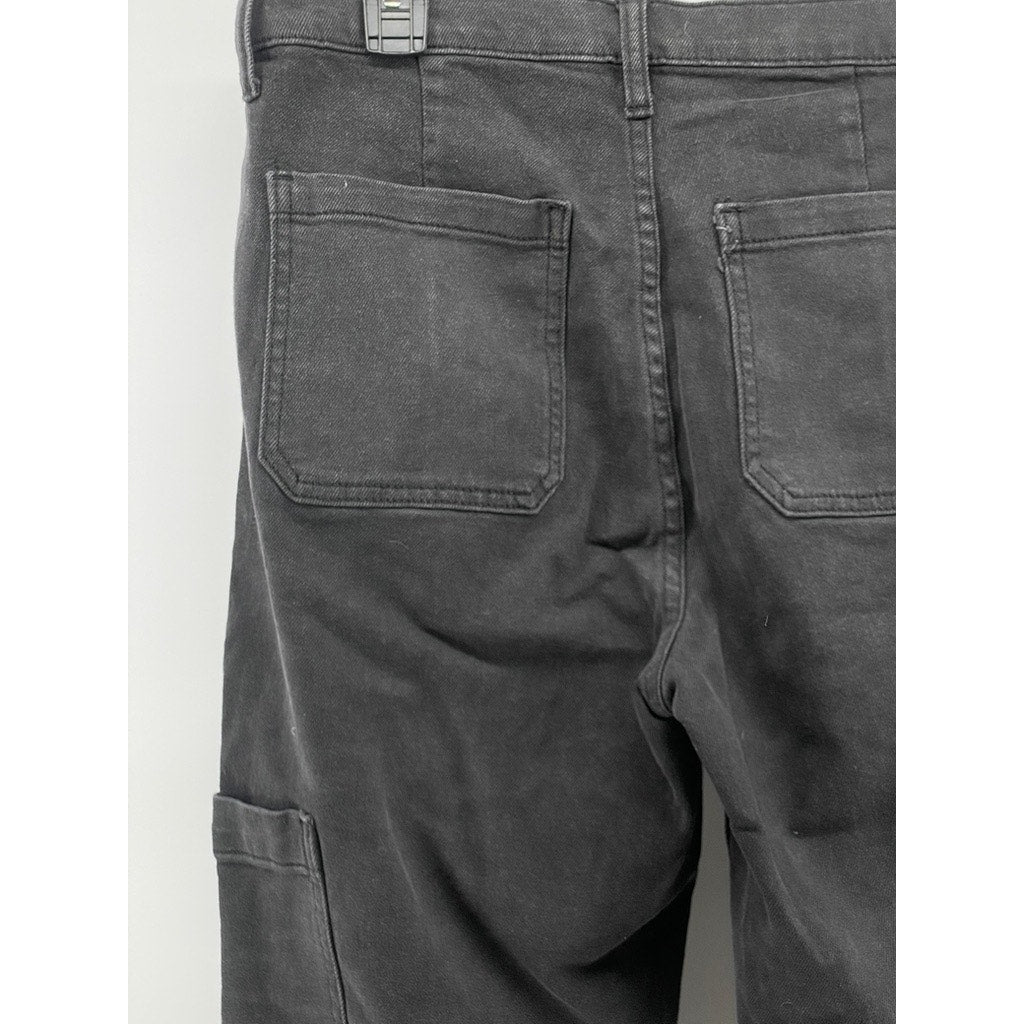 AND NOW THIS Women's Black Relaxed-Fit Straight-Leg Denim Utility Jeans SZ 30