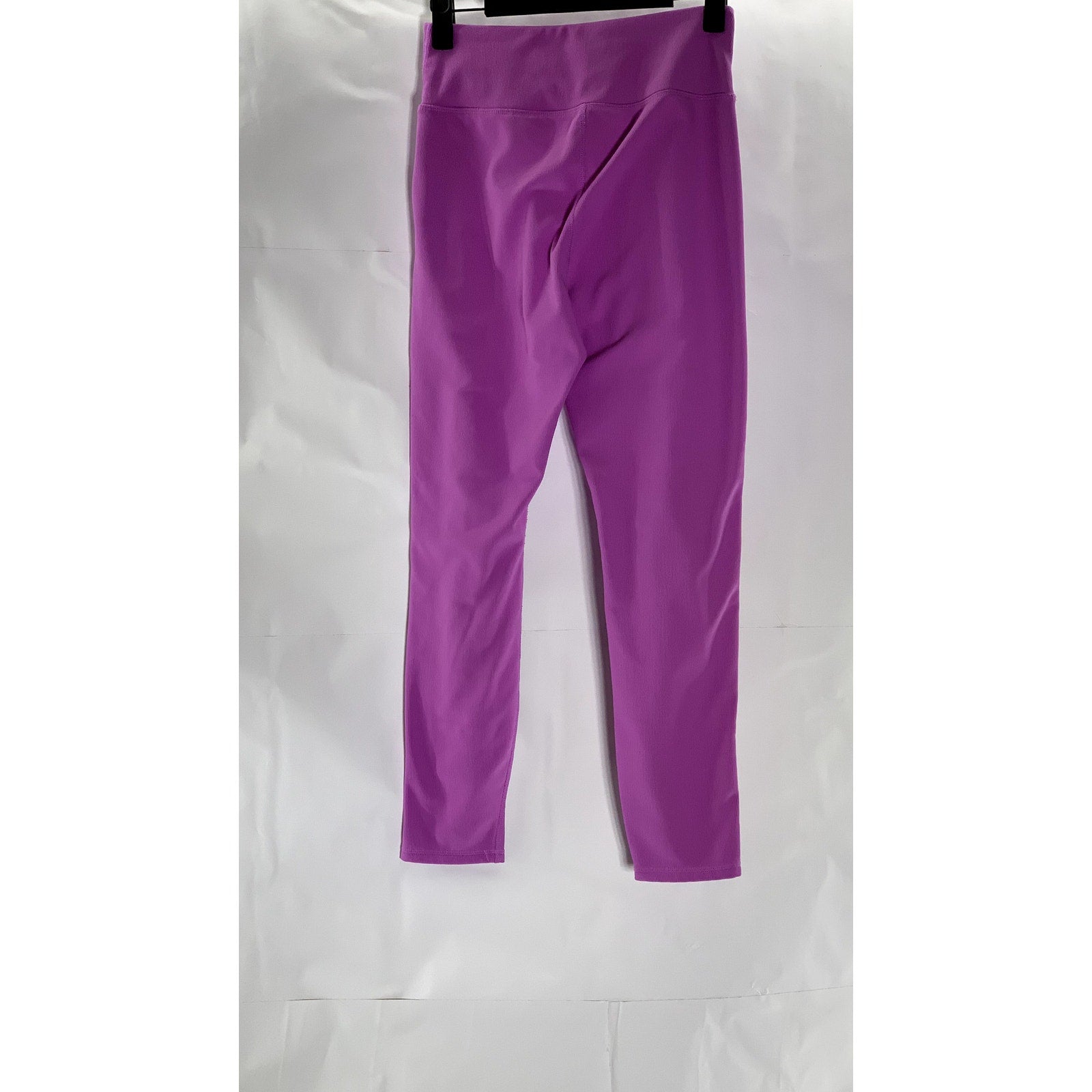 MOVE THEOLOGY Women's Orchid Purple Asymmetrical High-Rise Ribbed Leggings SZ S