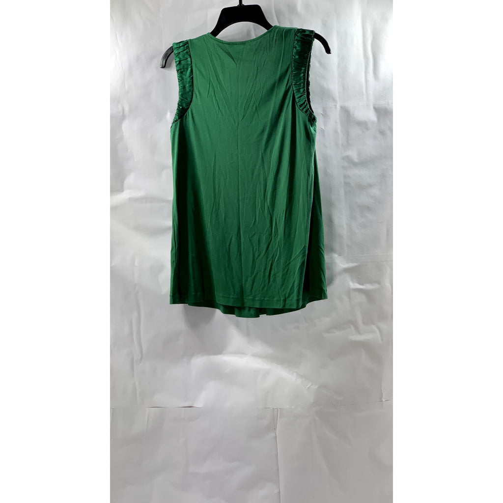 BANANA REPUBLIC Women's Green Silk Scoop-Neck Pleated Tank Top SZ M