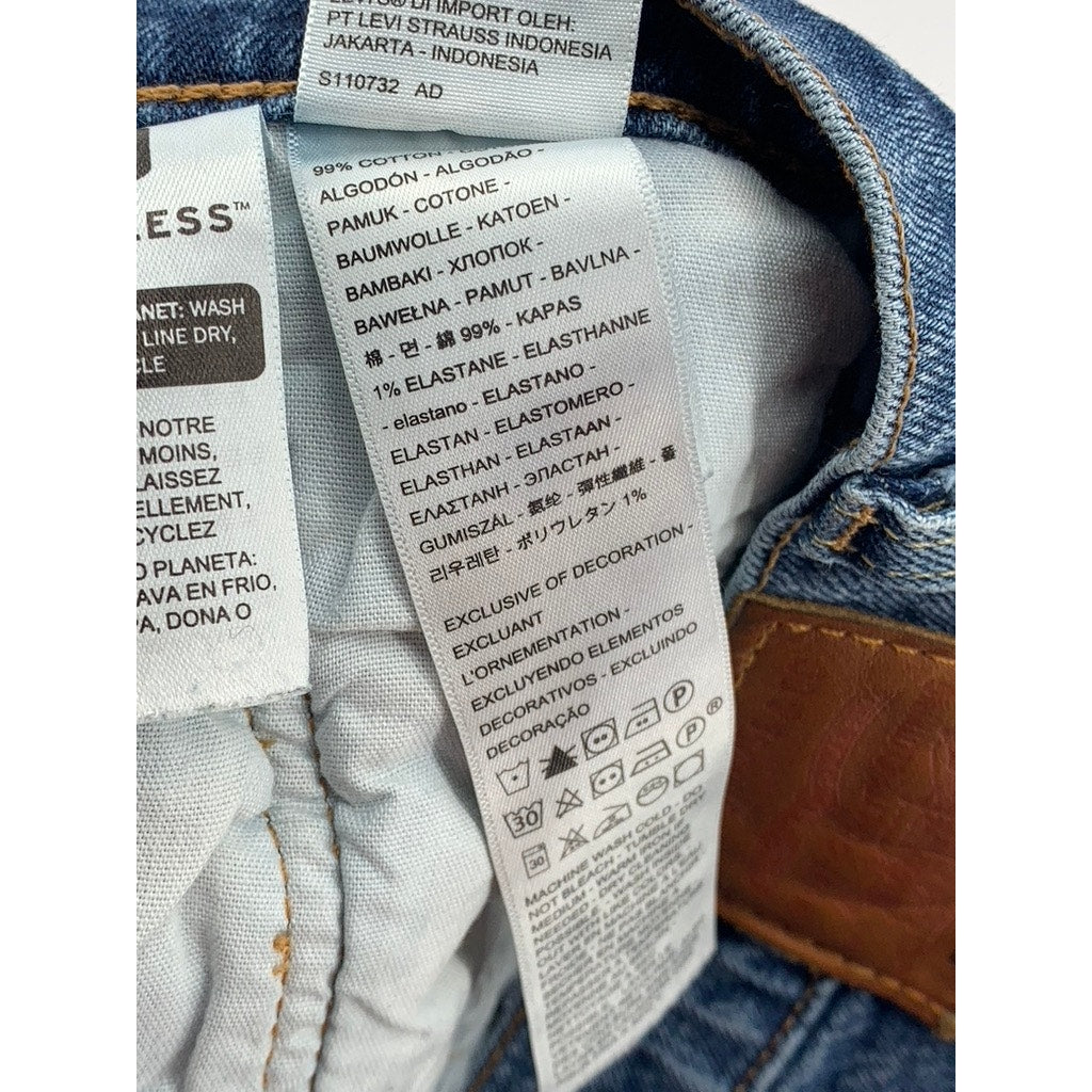 LEVI'S Women's Blue Denim Distressed 501 Button-Fly Regular Fit Shorts SZ 28