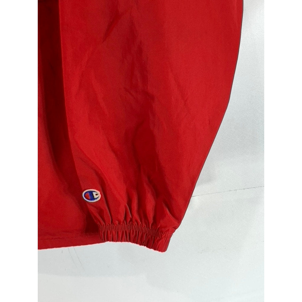 CHAMPION Men's Red UO Exclusive Logo Anorak Pullover Windbreaker Jacket SZ L