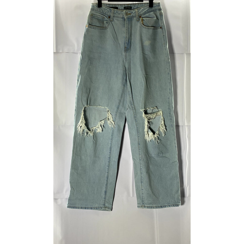 WILD FABLE Women's Light Blue Distressed Highest Rise Baggy Jeans SZ 6/28