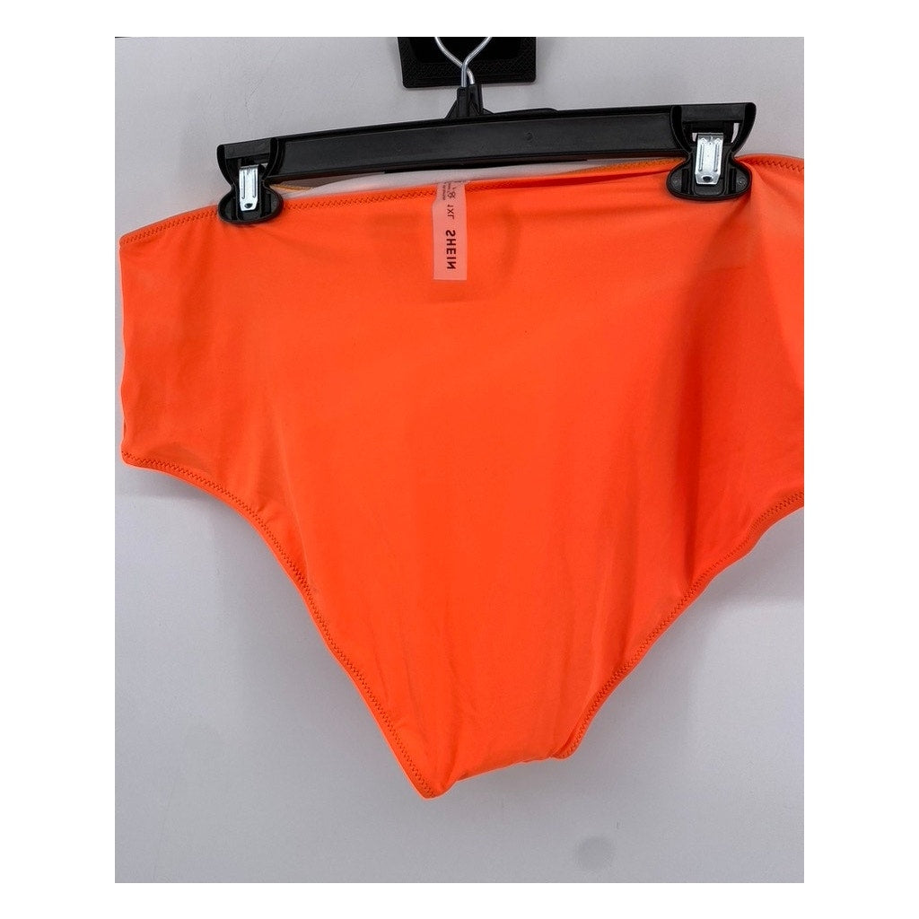 SHEIN Women's Plus Orange Colorblock Swim Bottoms SZ 1XL