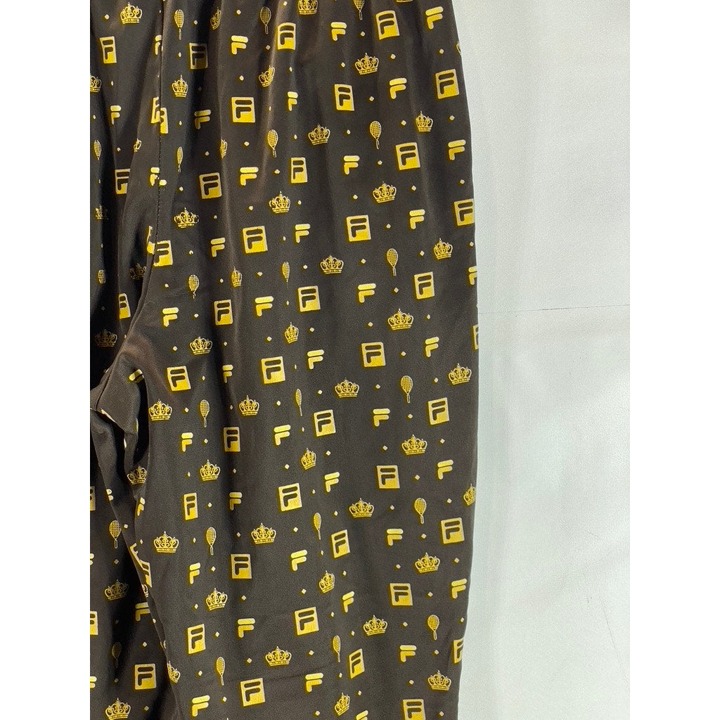 FILA For Urban Outfitters Men's Brown/Gold Monogram Zipper-Cuff Track Pants SZ S