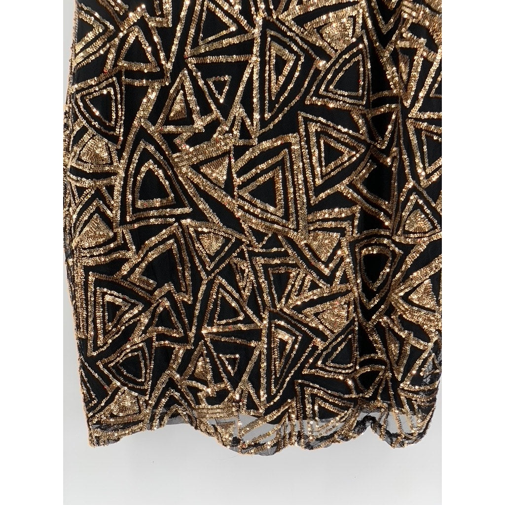 FOREVER 21 Women's Plus Black-Gold Sequin V-Neck Dress SZ 3X