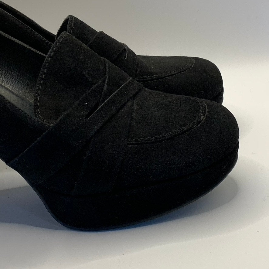 STUART WEITZMAN Women's Black Suede Criss-Cross Round-Toe Pumps SZ 6.5