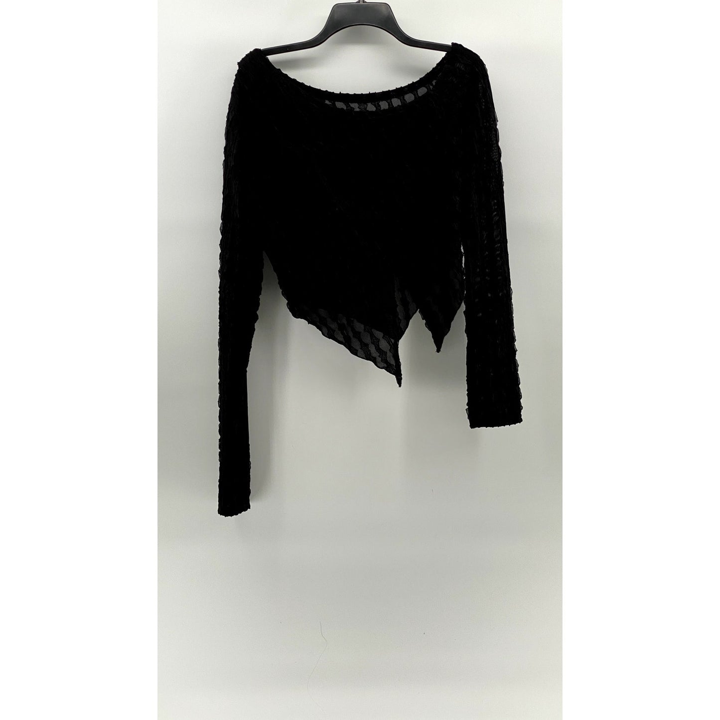 UNBRANDED Women's Black Textured Asymmetrical Cutout Off-The-Shoulder Top SZ L