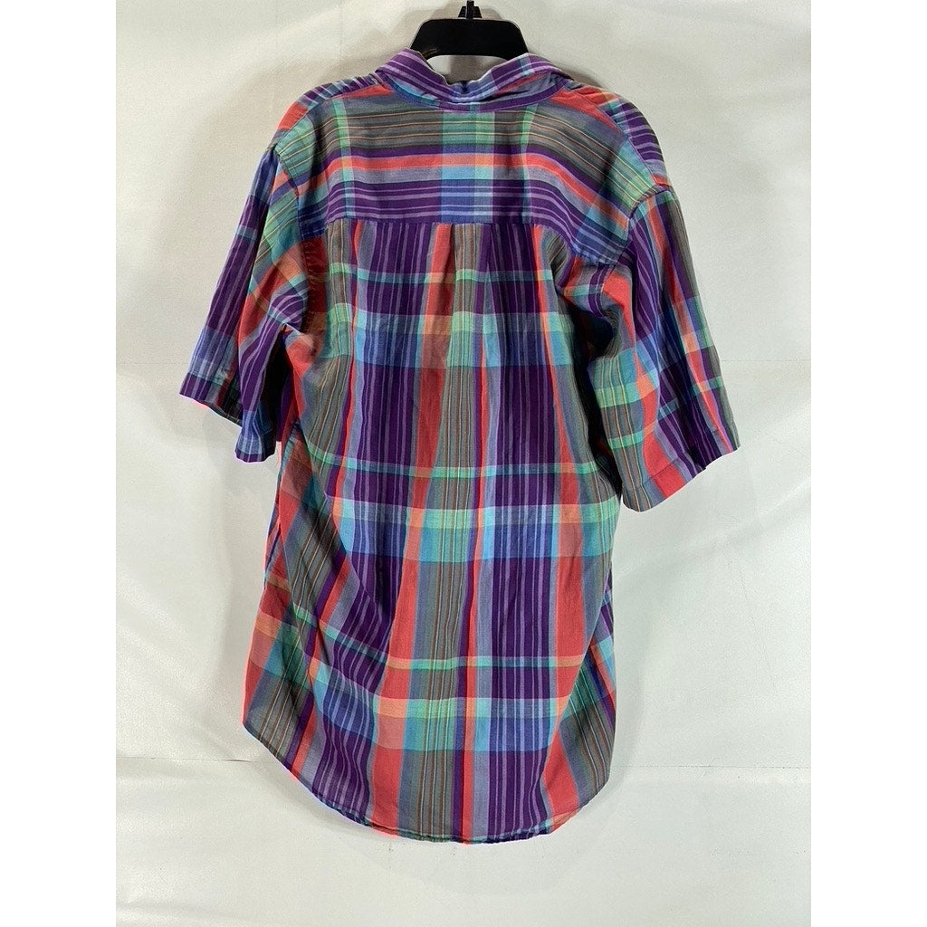 NOR'EASTER PLAID Men's Multicolor Vintage Plaid Short Sleeve Button-Up Shirt SZM