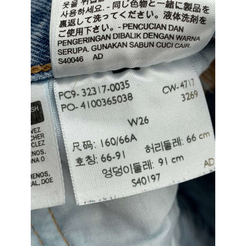 LEVI'S Women's Blue Denim Distressed 501 Shorts SZ 26