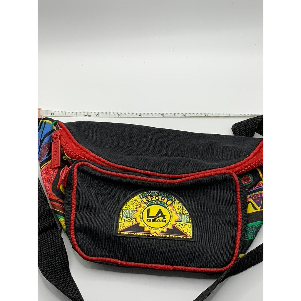 LA GEAR Unisex Black/Red Aztec Tribal Print Adjustable Fanny Pack