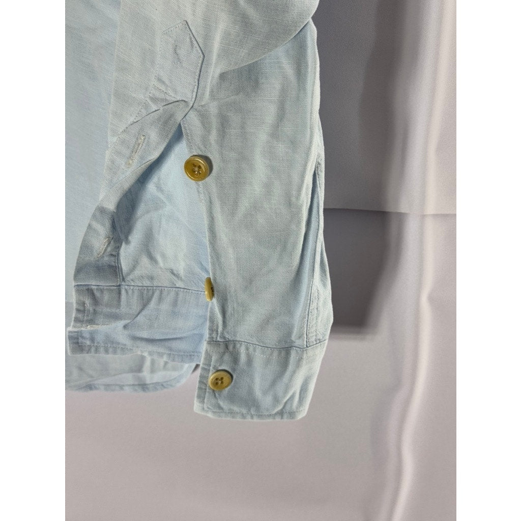 FOLK Men's Light Blue Linen Button-Up Long Sleeve Shirt SZ 2(S)