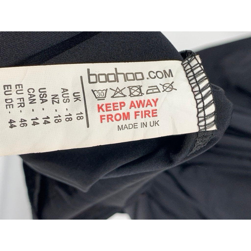 BOOHOO Women's Black Ruched Long Sleeve Dress SZ 14