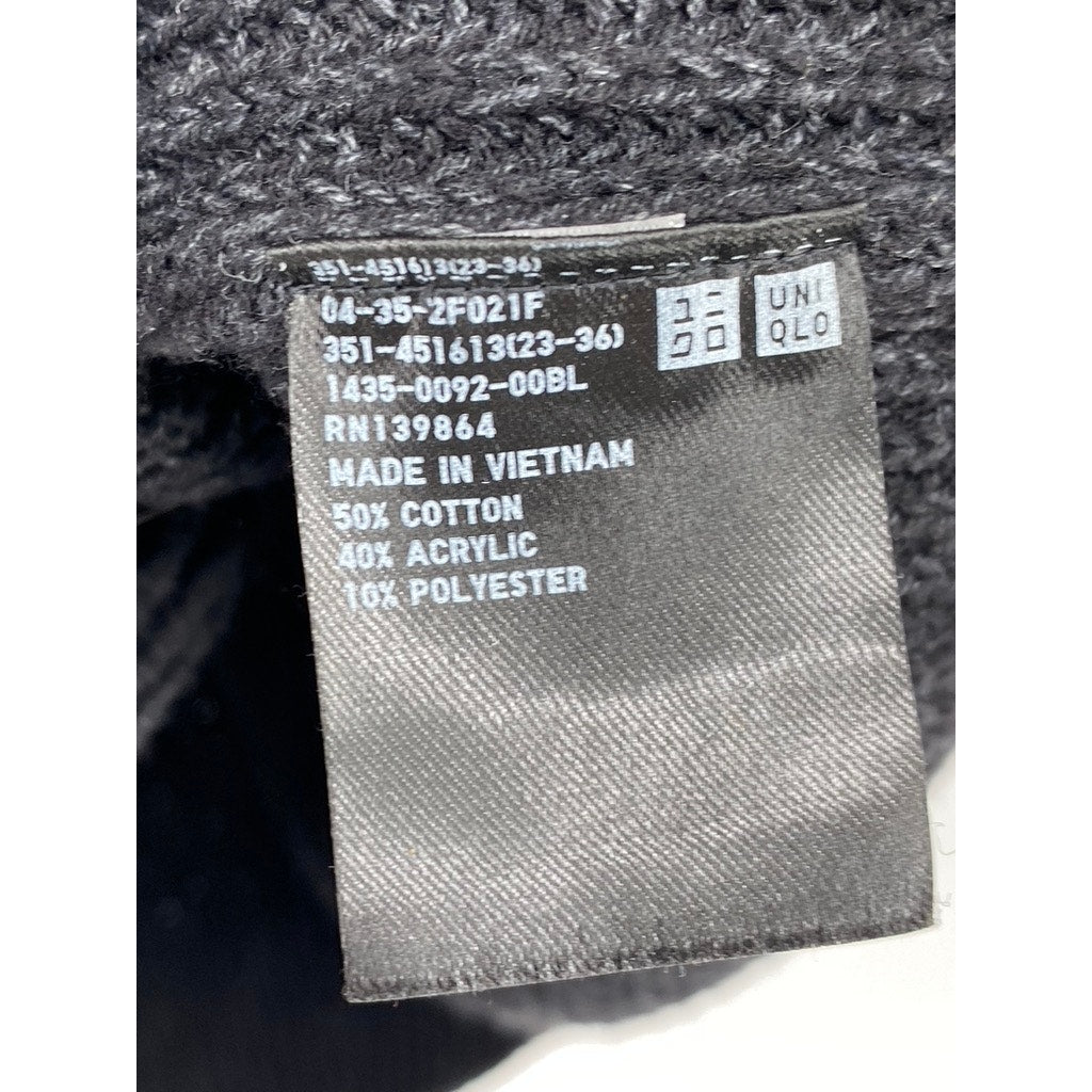 UNIQLO Unisex Adult Black Rib Knit Crewneck Sleeveless Cotton-Blend Vest SZ S