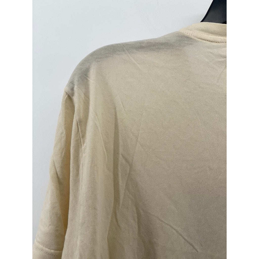 WRIGHT & DITSON Men's Cream Vintage LA Dodgers Graphic Crewneck T-Shirt SZ M