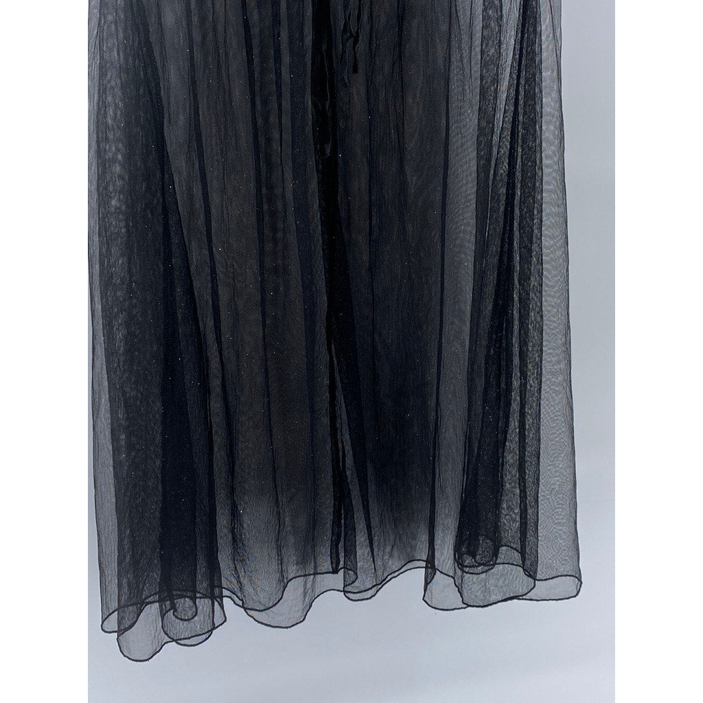 RABBIT RABBIT RABBIT DESIGNS Women's Black Sheer A-Line V-Neck Midi Dress SZ 6