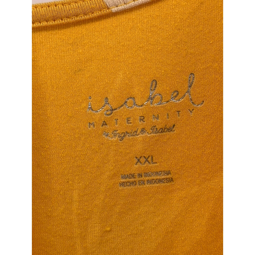 ISABEL Women's Maternity Mustard Floral 3/4 Sleeve V-Neck Maxi Dress SZ 2XL