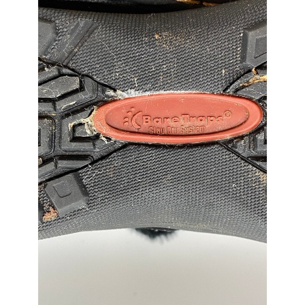 BARETRAPS Women's Black Leather Faux-Fur Round-Toe Ankle Winter Boots SZ 7