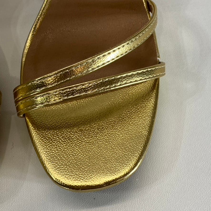 CHINESE LAUNDRY Women's Gold Metallic Taryn Strappy Square-Toe Sandals SZ 8.5