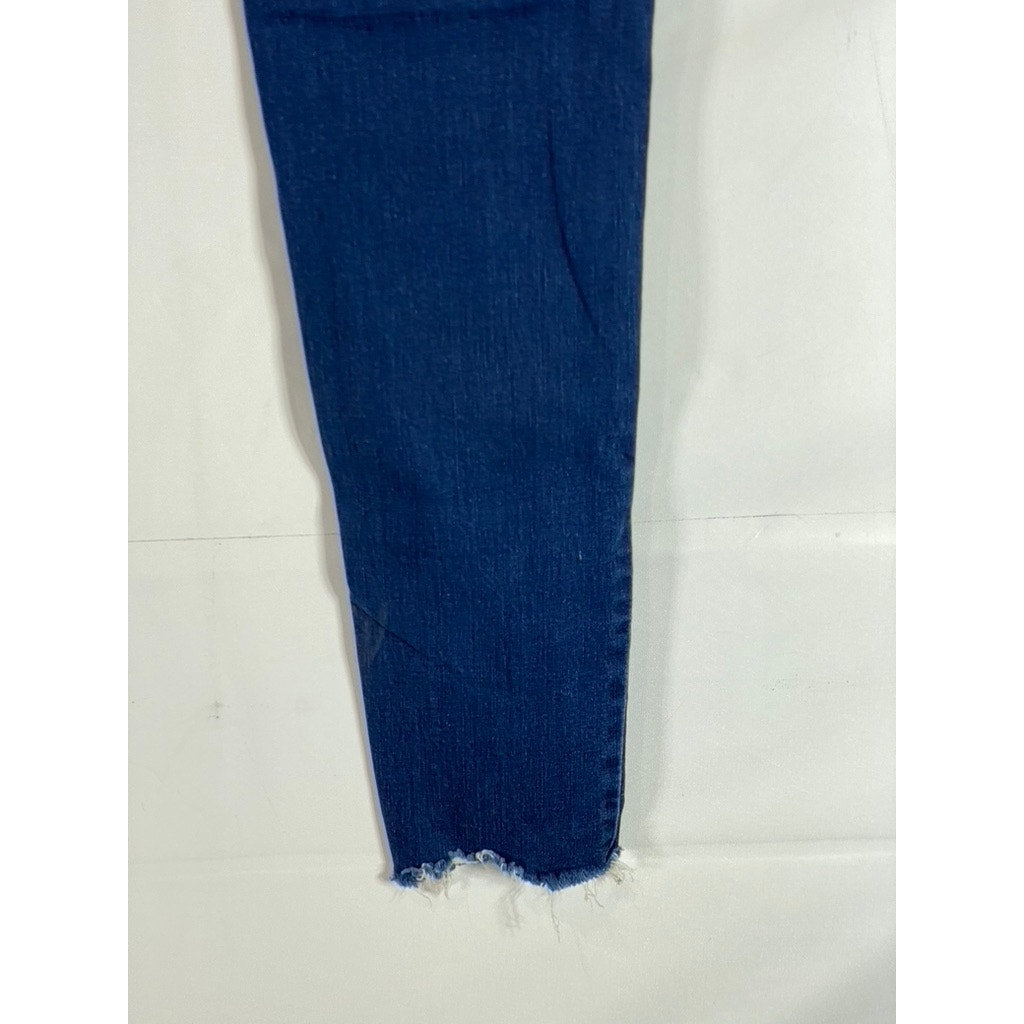 UNIQLO JEANS Women's Blue Denim Ultra Stretch Distressed Hem Skinny Jeans SZ 27