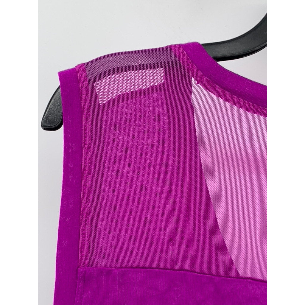 JENNIFER LOPEZ Women's Plus Hot Magenta Embellished Mesh Tank Top SZ 2X