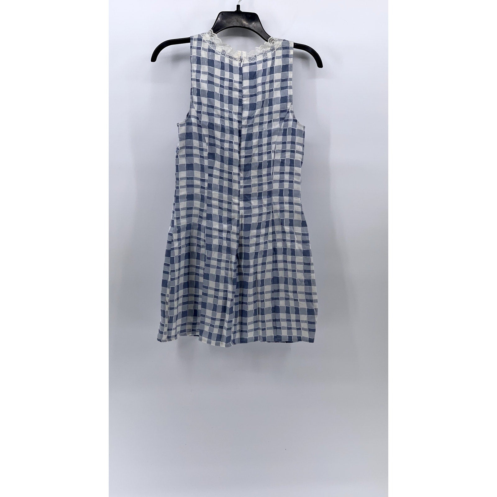 REFORMATION Women's Blue-White Checkered Reia Linen Mini Bodycon Dress SZ 0