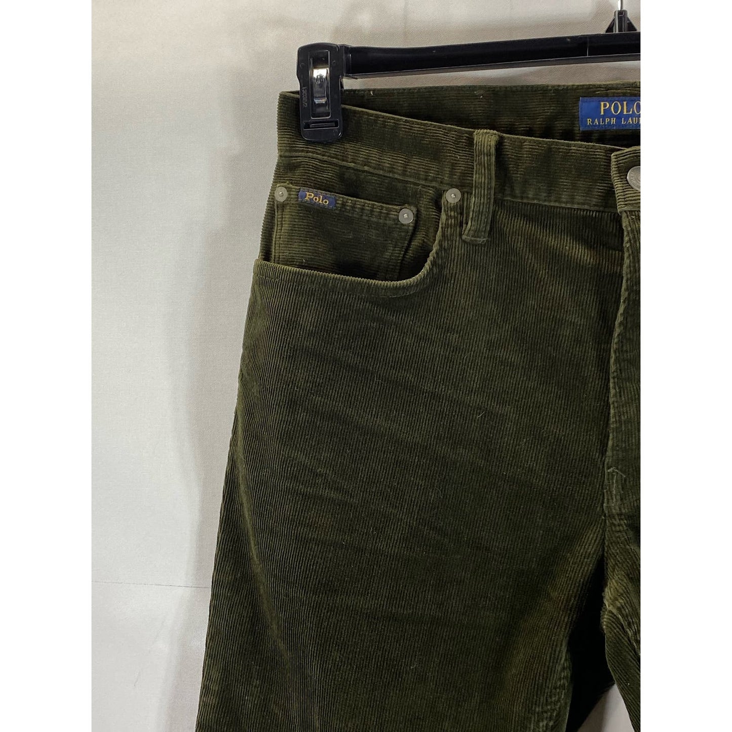 POLO RALPH LAUREN Men's Dark Green Corduroy Varick Slim Straight Pant SZ 33X32