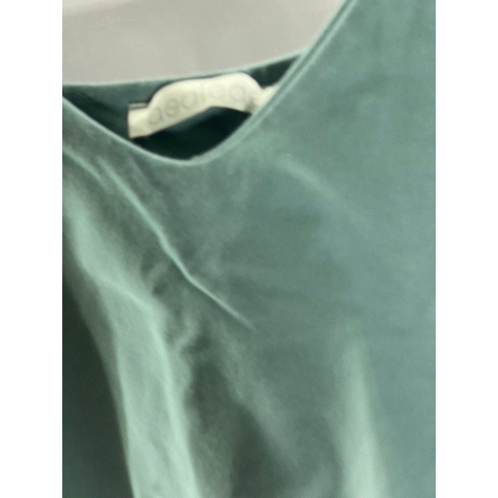BEALEAS Women's Green V-Neck Solid Spaghetti Strap Organic Cotton Crop Top SZ XS