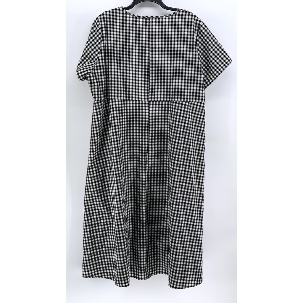 EMERY ROSE Women's Black-White Micro Plaid Short Sleeve Dress SZ 3XL